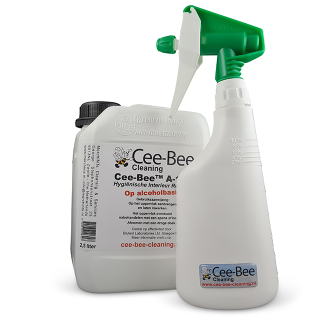 Cee-Bee Hygiënische Interieurreiniger op alcoholbasis | Slechts 7% Alcohol, 100% Effectief |  | 2,5 liter | met gratis Sprayflacon 650ml