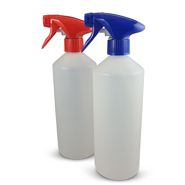Set van 2 Lege Sprayflacons 750ml | 1 Rode spraykop - 1 Blauwe spraykop | Geschikte voor vloeistoffen | Navulbaar